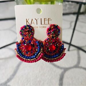 Kay Lee Multicolor Beaded Earrings NWT